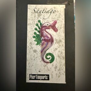 Pier 1 Purple and Green Seahorse Glass Art